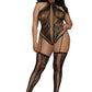 Teddy Bodystocking - Queen Size - Black DG-0329XBLKQ