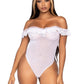Lace Ruffle Snap Crotch Teddy - One Size - White LA-89269