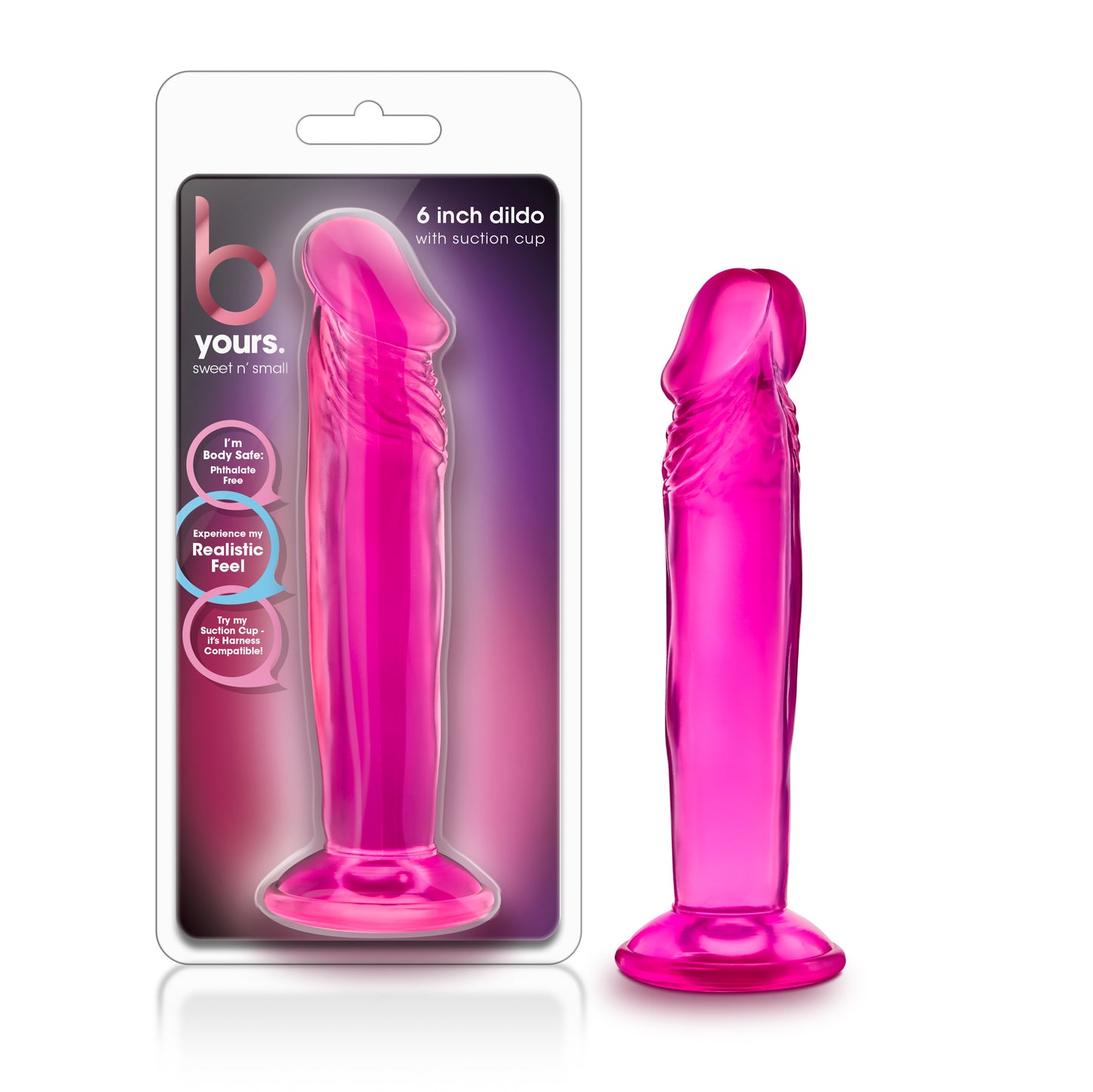 B Yours - Sweet n' Small 6 Inch Dildo With Suction Cup - Pink