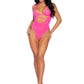 2 Pc. Rhinestone Wrap Around Bikini Top and Suspender Bodysuit - One Size - Neon Pink LA-89284NPNK