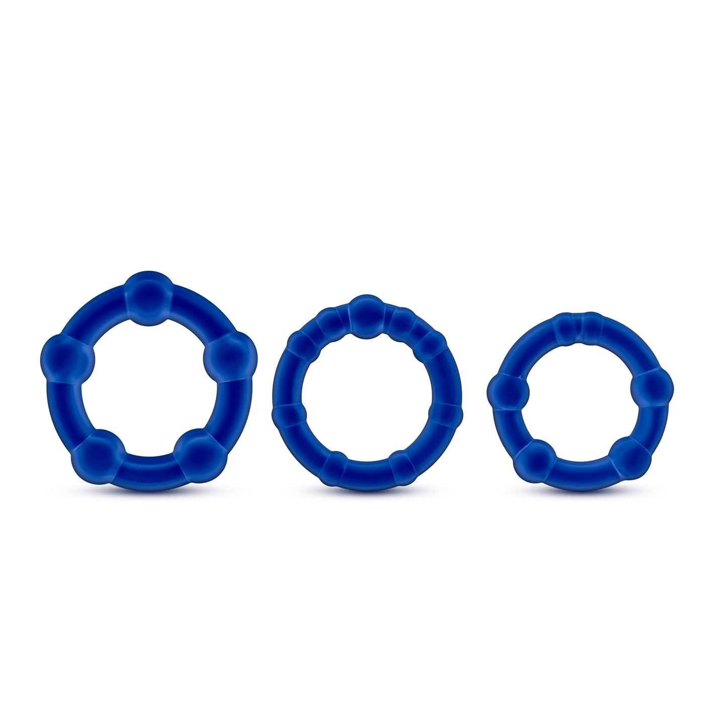 Stay Hard Beaded Cock Rings - 3 Pack - Blue