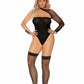 Opaque and Fishnet Teddy With Stockings - Queen Size - Black EM-12083Q