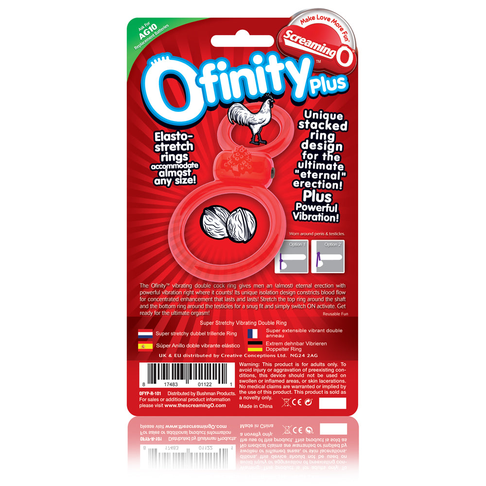 Ofinity Plus - Dual Vibrating Ring - Red OFYP-R-110E