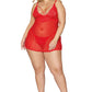 Babydoll and G-String - Queen Size - Lipstick Red