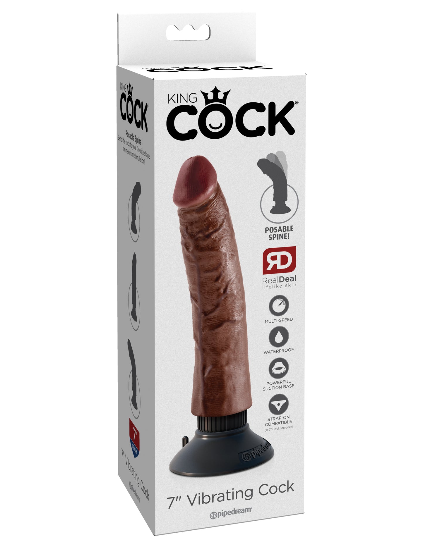 King Cock 7-Inch Vibrating Cock - Brown PD5402-29