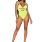 2 Pc. Rhinestone Wrap Around Bikini Top and Suspender Body Suit - One Size - Neon Yellow LA-89284NY