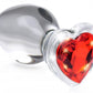 Red Heart Gem Glass Anal Plug - Medium