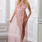 2pc Sheer Laced Night Gown - One Size - Sweet Pink